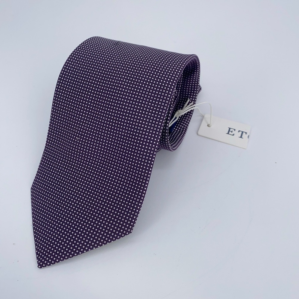 Eton‎ Tie Mens One Size Brown White Dotted Silk Classic Fit Necktie England Made